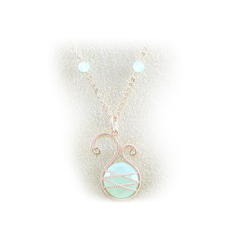 Rose Gold Over Sterling Silver Chalcedony Stone Pendant Suspended On A 18-20