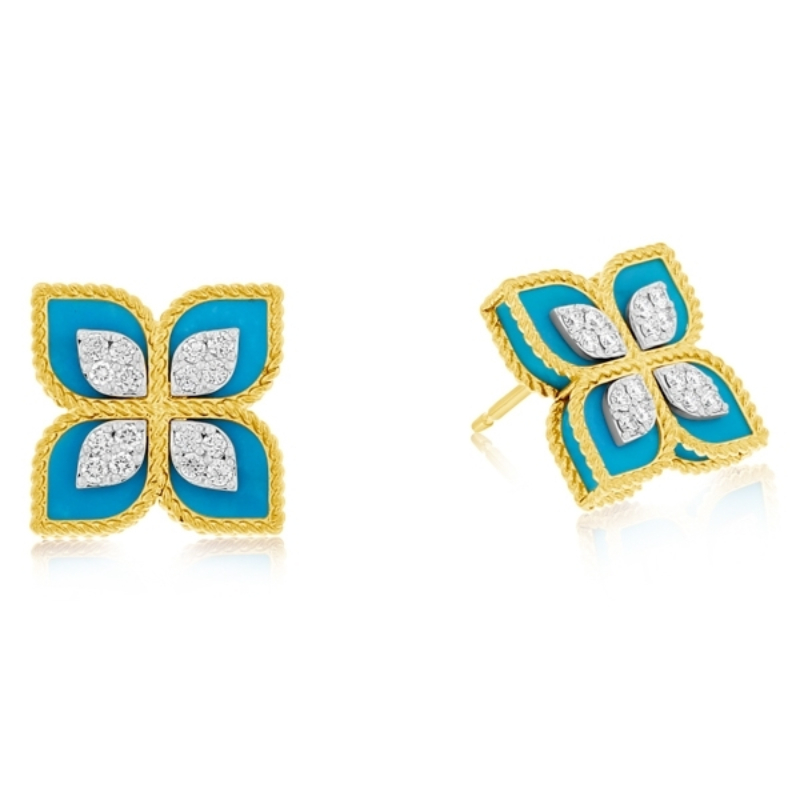 Roberto Coin Venetian Princess Turquoise And Diamond Earrings