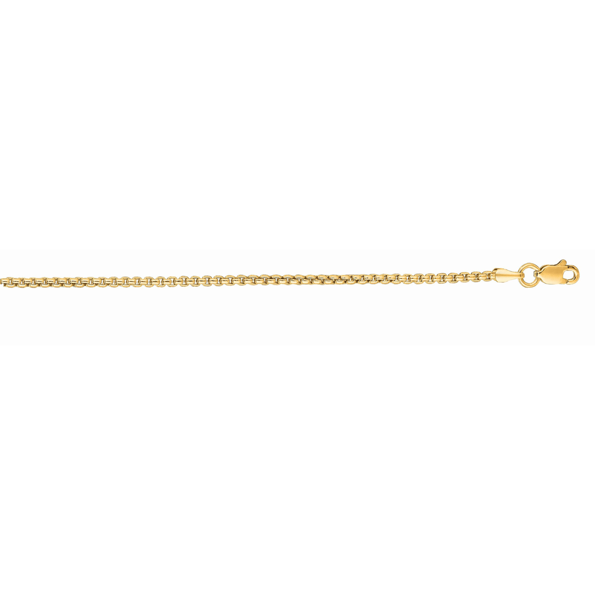 14 Karat Yellow Gold 1.3mm Round Box Link Chain Measuring 18" Long With A Lobster Clasp