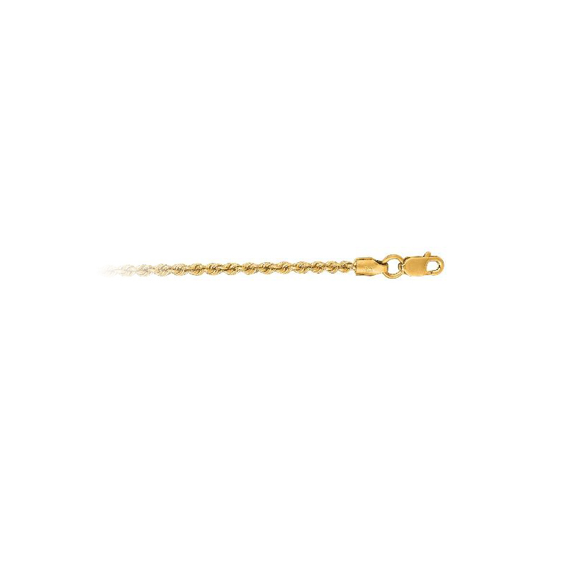 14 Karat Yellow Gold 2Mm Solid Rope Chain 24In With A Lobster Clasp