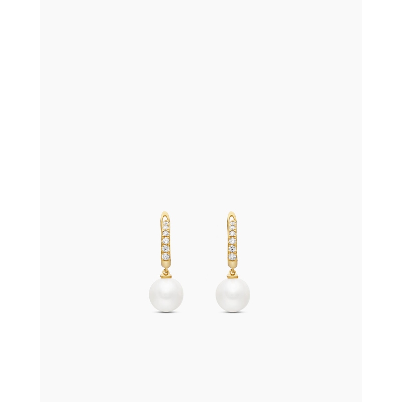 David Yurman Pearl and Pavé Drop Earrings