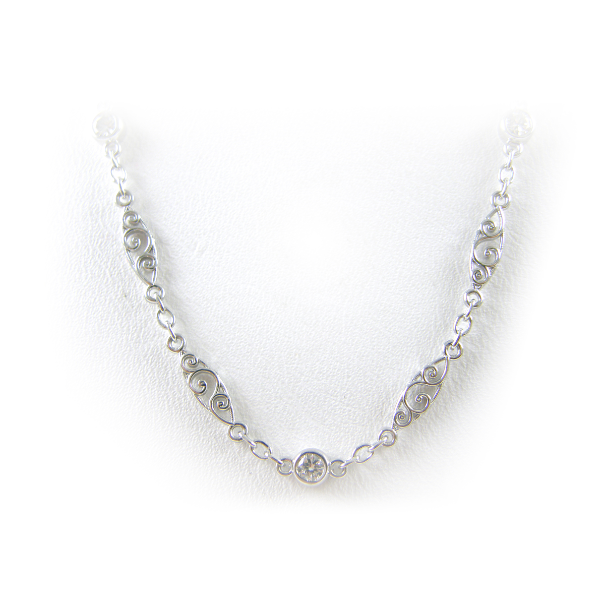 Designer GREGG RUTH 18K White Gold Pink Sapphire Diamond Necklace