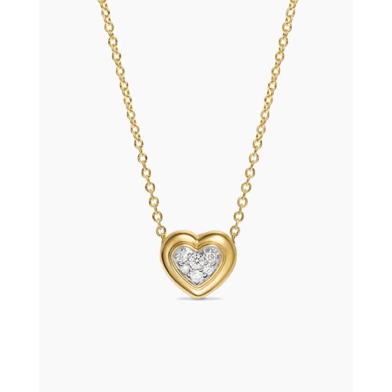 David Yurman 9mm Puffy Heart Necklace with Diamonds