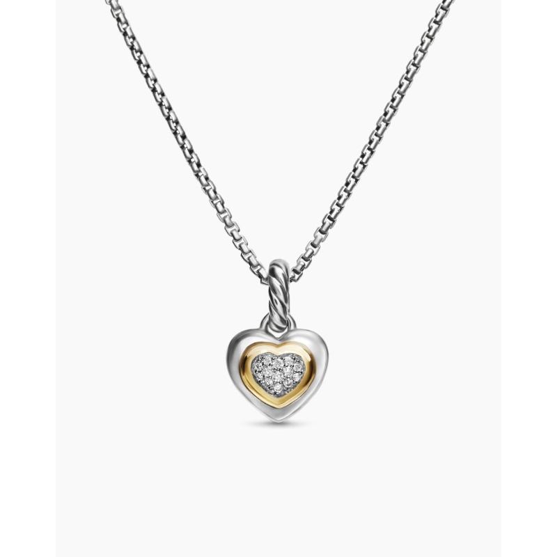 David Yurman 10mm Petite Cable Puffy Heart Necklace