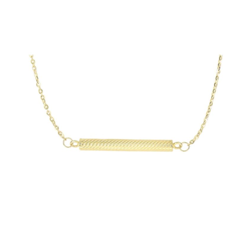 14 Karat Yellow Gold 18" Diamond Cut Bar Necklace