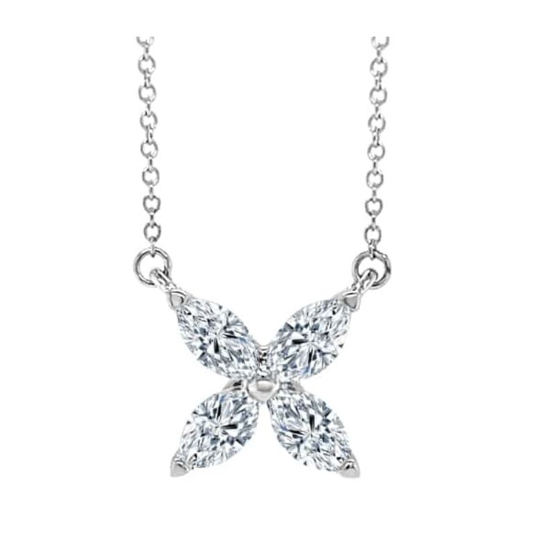 18 Karat White Gold Diamond "X" Necklace In The .75 Carat Category